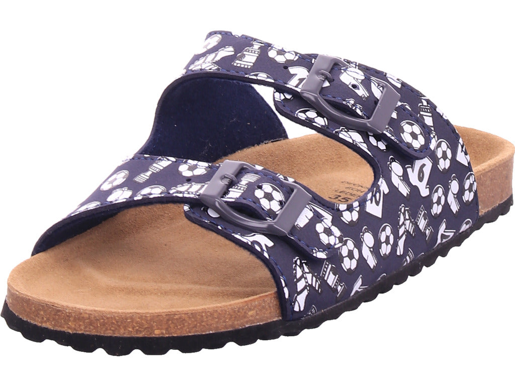 Indigo Jungen Pantolette Bio Kinder in blau