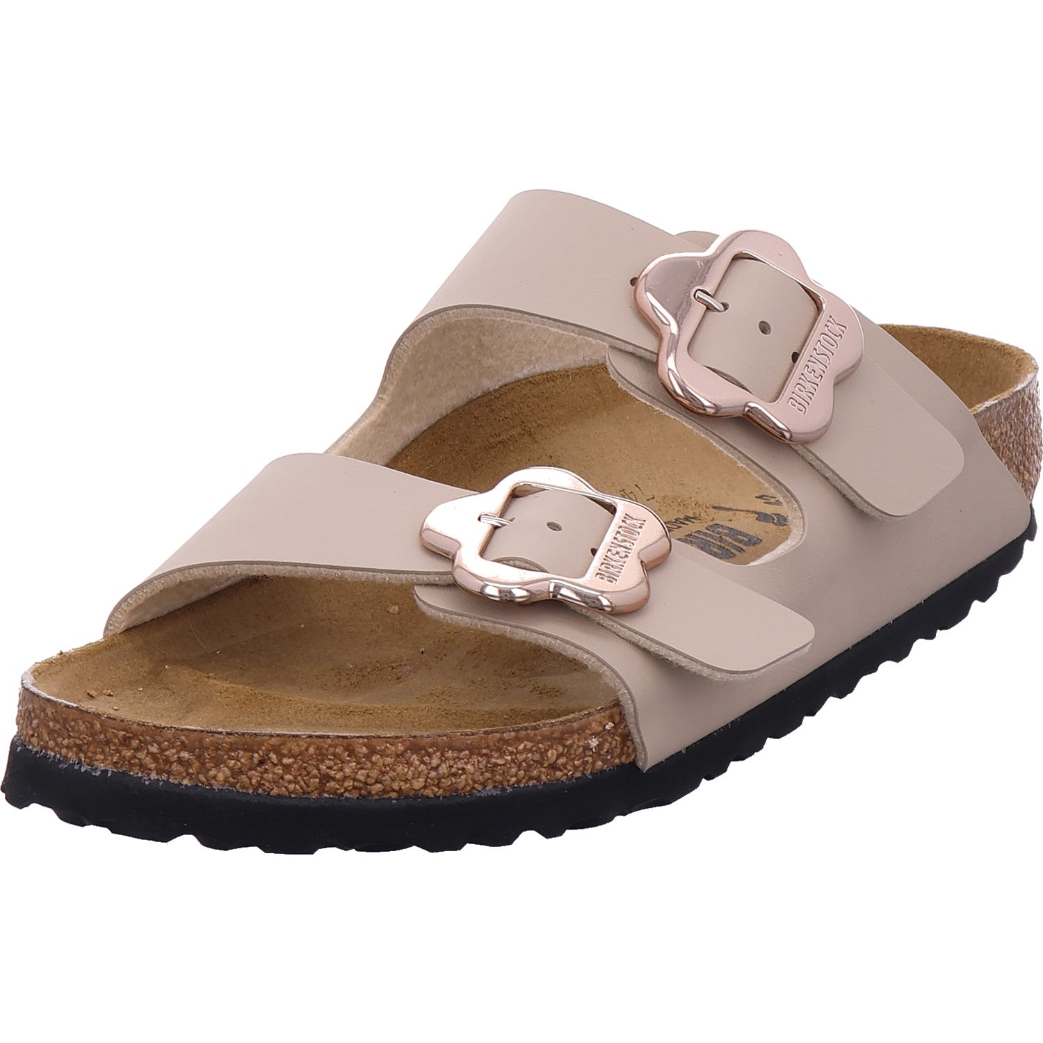 Birkenstock Damen Pantolette Arizona Flower Buckle Kids in beige