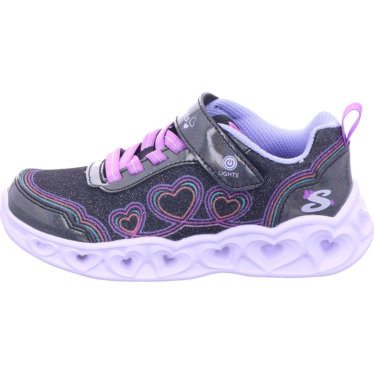 SKECHERS Mädchen Sneaker Heart Lights Bubble Love in schwarz