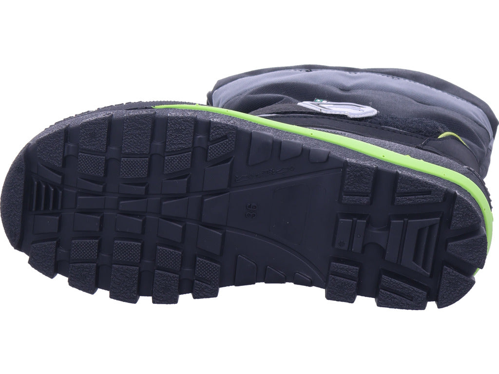 Zoth Spiral Boys Moon Boots Spiral Black/Green in Black