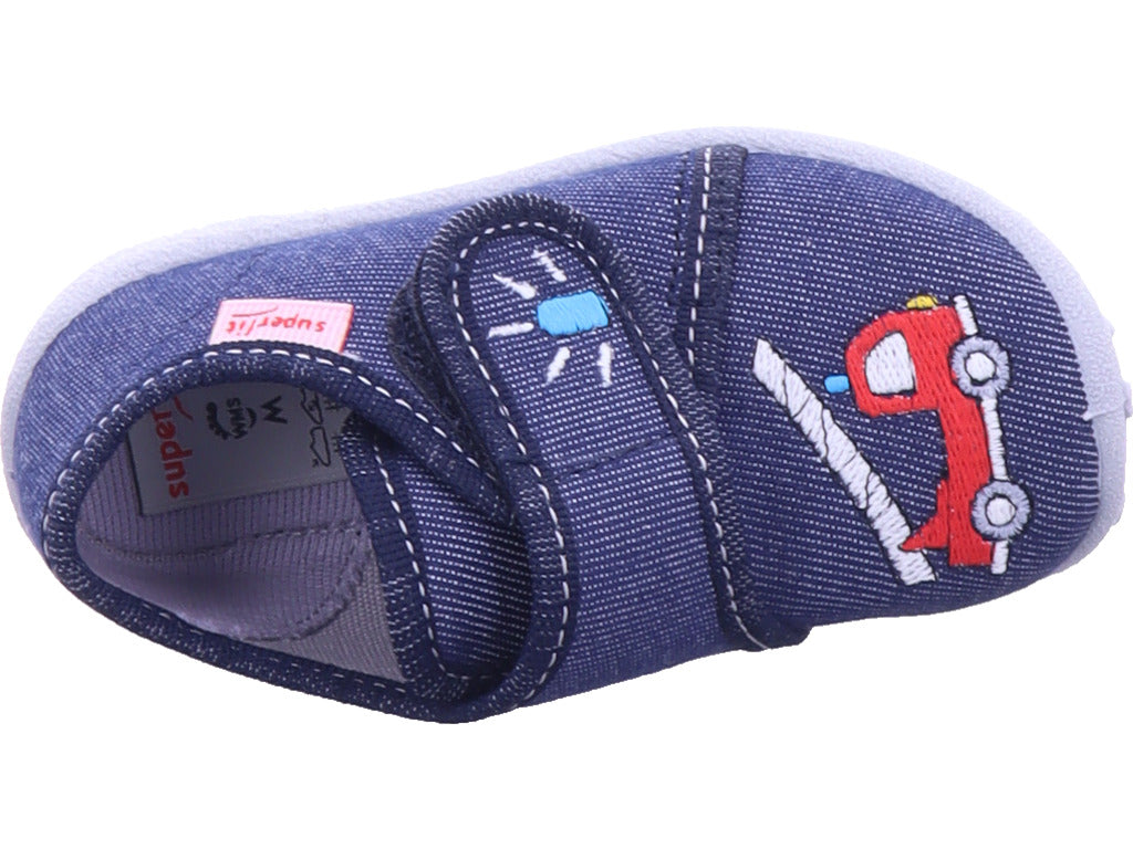 Superfit Boys' Slipper Textile Spotty in blue