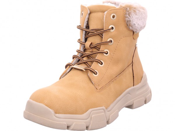 Tom Tailor Damen Winter Stiefel Boots Stiefelette warm Schnürer beige 7995906