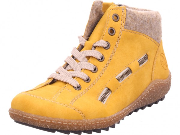 Rieker L754369 L75 Damen Winter Stiefel Boots Stiefelette warm Schnürer gelb L7543-69
