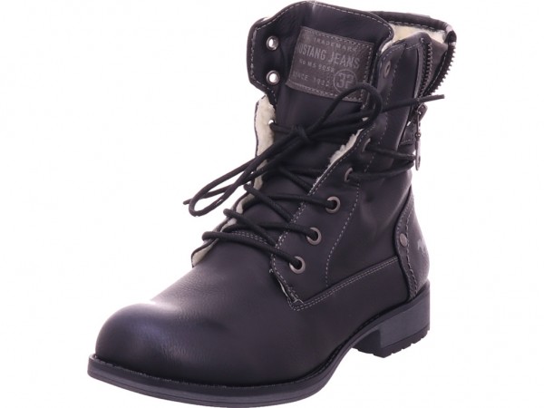 Mustang Damen Winter Stiefel Boots Stiefelette warm Schnürer schwarz 11396309