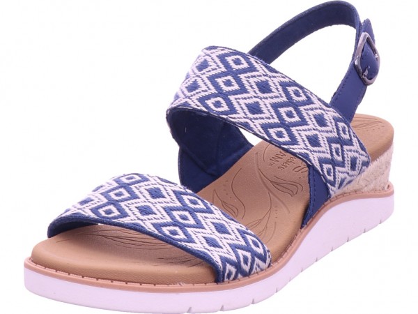 SKECHERS Geometric Jacquard Sling Back Damen Sandale Sandalette Sommerschuhe blau 114003 NVY