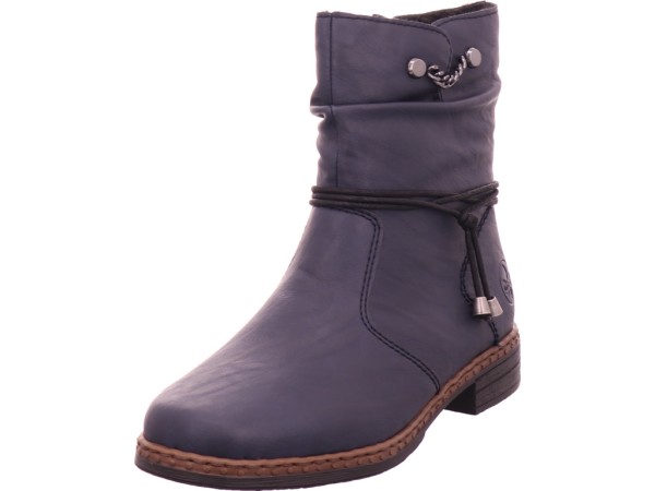 Rieker HWK Damen Stiefel Damen Winter Stiefel Boots Stiefelette warm zum schlüpfen blau 75160-14