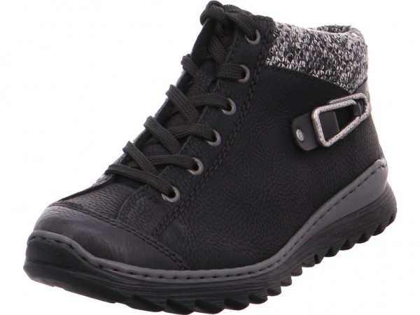 Rieker Damen Winter Stiefel Boots Stiefelette warm Schnürer schwarz M6238-01