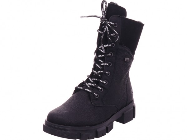 Rieker Damen Winter Stiefel Boots Stiefelette warm Schnürer schwarz Y7128-00