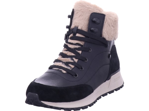 Rieker Damen Winter Stiefel Boots Stiefelette warm Schnürer schwarz W0670-00